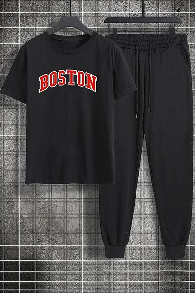 uyguntarz Σετ γυμναστικής 2 τεμαχίων Unisex Boston Printed