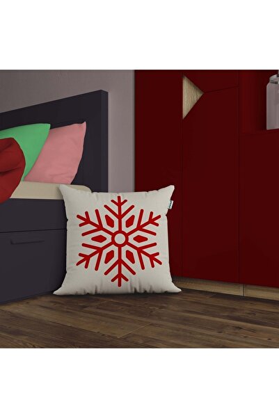 Sakallı 3D Digital Printed Patterned Snowflake - Decorative Throw Pillow Cover