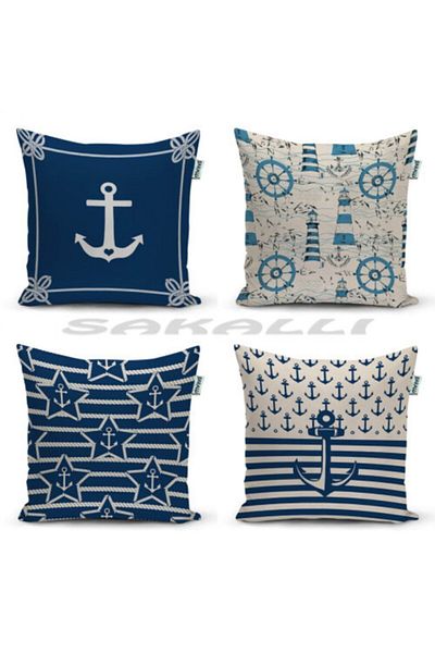 Sakallı 4-Piece Combination 3D Printed Decorative Throw Pillow Case