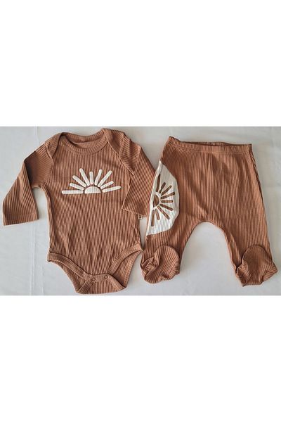 Necix's Sun Printed Twill Fabric Snap Closure Unisex Baby Bottom Top Set