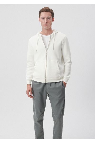Mavi Hooded Zippered White Sweatshirt 0610061-70057