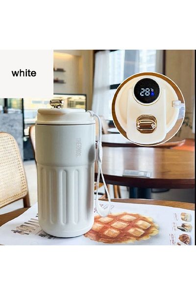 hediyeconcepti 450ml Bottle Thermos - Smart Display, Temperature 316 Stainless Steel, Portable Vacuum Cup