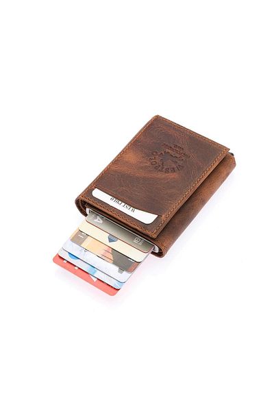 Westpolo Genuine Leather Mechanical Wallet Card Holder