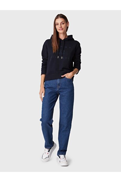 Tommy Hilfiger REGULAR RAHAT KESİM METALİK LOGI KAPŞONLU SWEATSHİRT