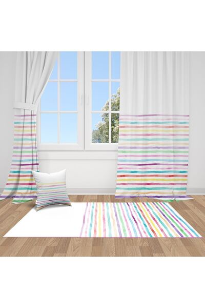 Bebemotto ستارة خلفية قماشية مستوردة بخطوط جانبية ملونة لغرفة الأطفال والرضع ...