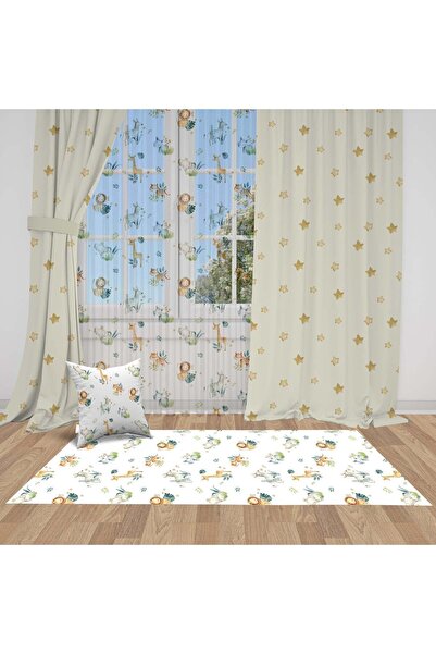 Bebemotto ستارة خلفية لغرفة الأطفال والرضع من القماش المستورد باللونين البيج ...