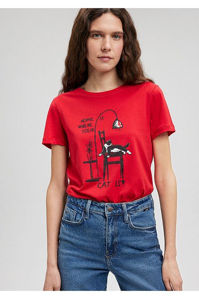 Mavi Γάτα εμπριμέ κόκκινο T-shirt Slim Fit / Slim Fit1612390-82054