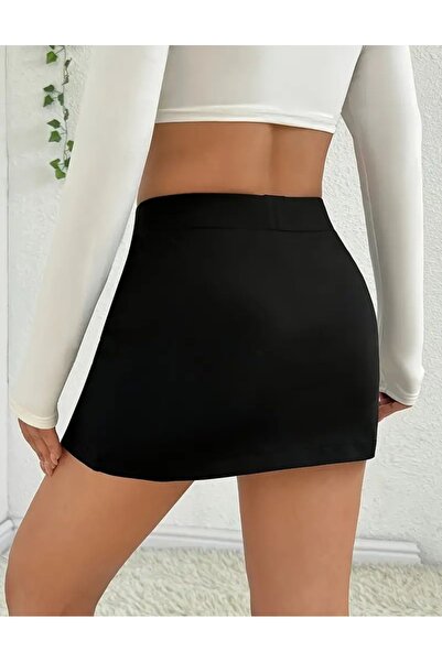 Lion Collection Large Size Single Slit Skirt Short - Back Skirt Look