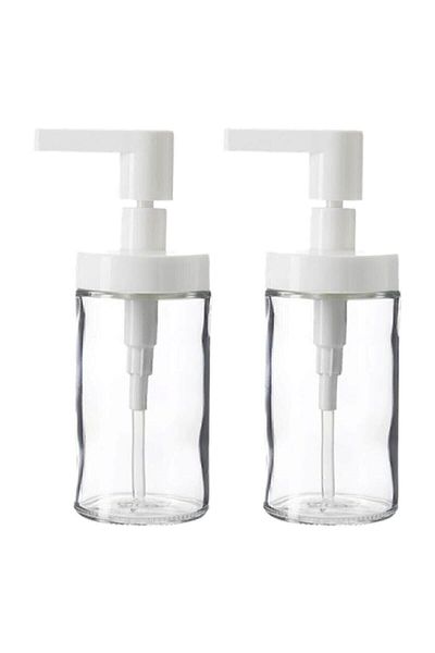 IKEA Λευκός Διανομέας Υγρού Σαπουνιού - 250ml, 2 Τεμάχια, Γυάλινη Αντλία, Σκληρό Πλαστικό