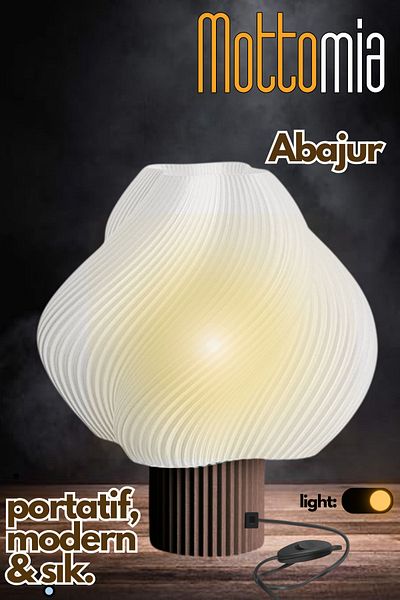 mottomia Brown Coffee Creame Cloud - Modern and Minimalist Decorative Lampshade, Wired Night and Table Lamp