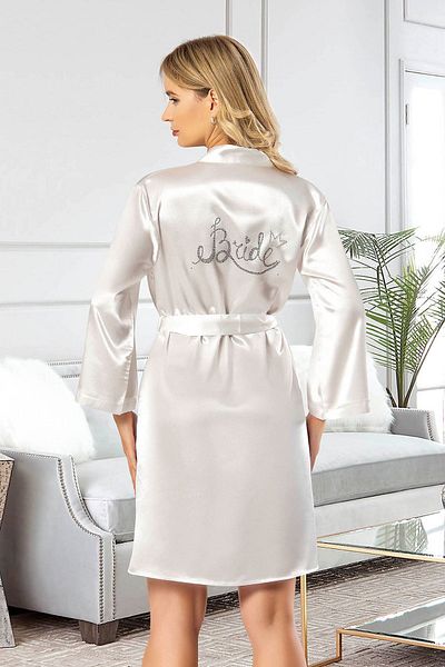 ROZELT White Satin Dressing Gown - 5R..Z9L.0T.6.
