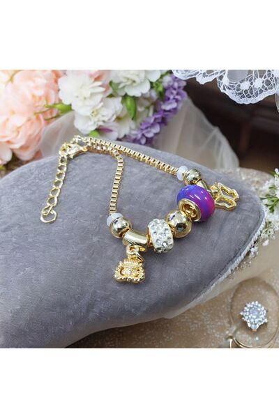 Ayver METAL GOLD RENK ÇOK TAŞLI MODEL KADIN BİLEKLİK