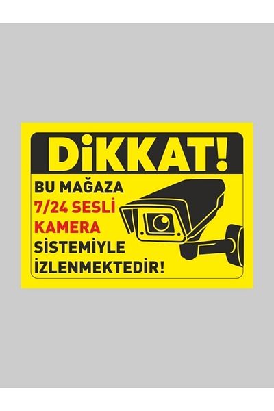 Teknik Reklam This Store Is Monitored 24 Hours a Day with Audio Camera Security Camera 25X35 cm Forex Sign Board