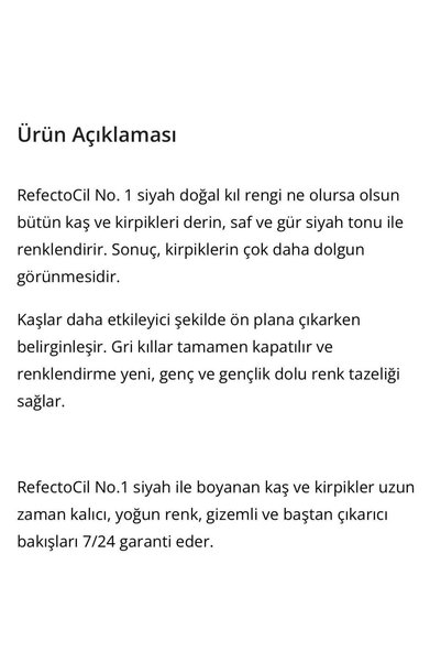 Refectocil 1.0 Siyah Kaş Kirpik Boyası