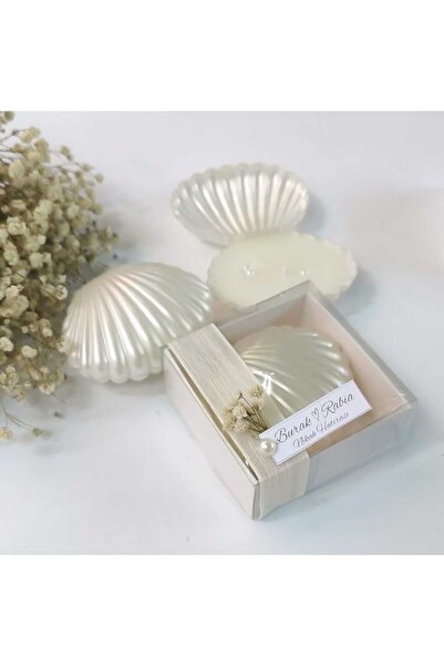 Candles Flame 50 Adet Kutulu Istiridye Hediyelik Mum Çiçek Süslemeli Yeni Sez...