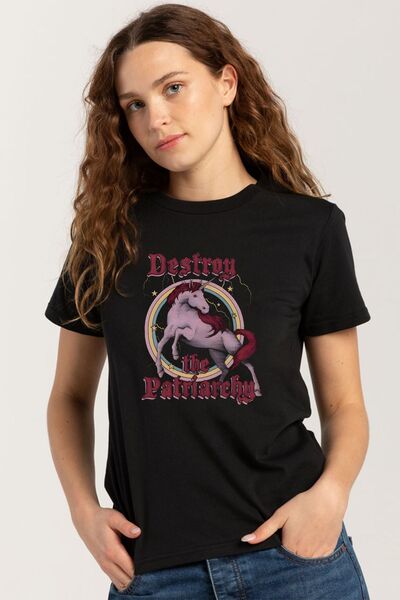 Tee&more. Tricou premium unisex Regular Fit Destroy the Patriarchy cu imprime...