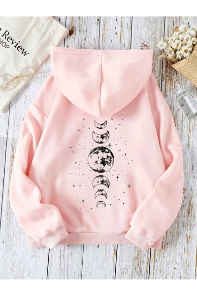 coolart Ružičasta majica sa Štampano faza planeta - zimska majica - Oversize ...