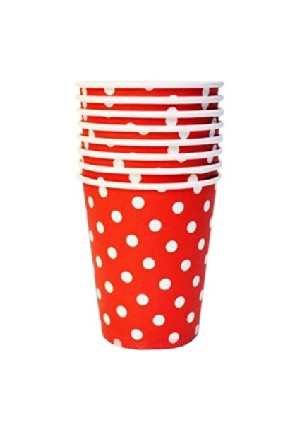 Partioutlet Kırmızı Puantiyeli Bardak 8 Adet