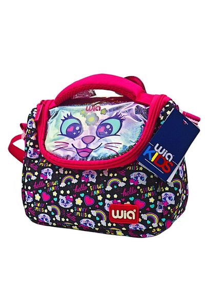 Wia Black Sweet Cat Thermos Lunch Bag