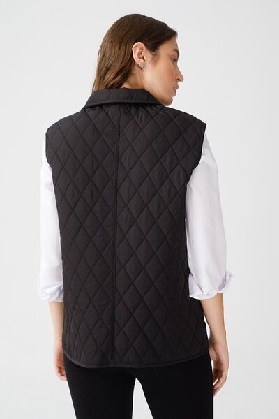 Desen Triko Women's Quilted Vest Black