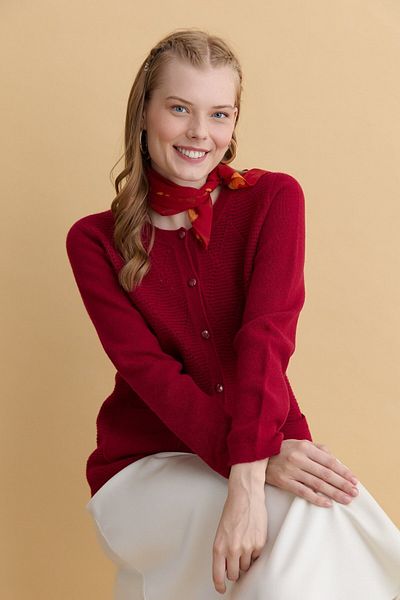 Desen Triko Cardigan din lână pentru femei fără cusături din tricot Argyle cu decolteu în formă de V - V. Rotten
