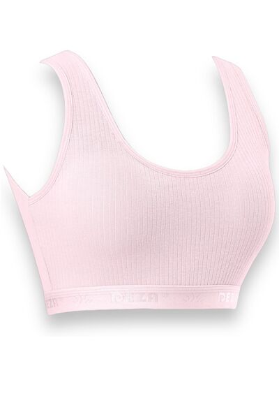 Dondeza 3-Piece Ribbed Padded Bra Half Tank Top Bustier for Young Girl - Wide Strap Training