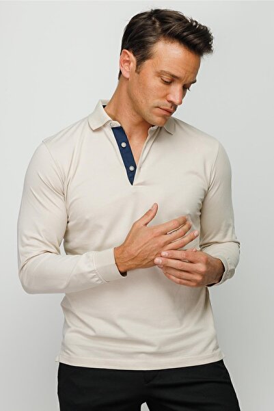 Desen Triko Ανδρική πέτρα φούτερ με μακρυμάνικη λαιμόκοψη