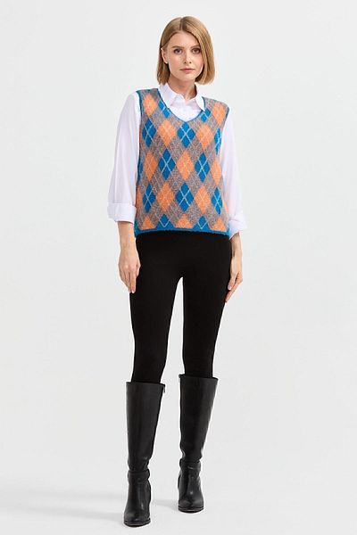 Desen Triko Women's Argyle Patterned Sweater 23