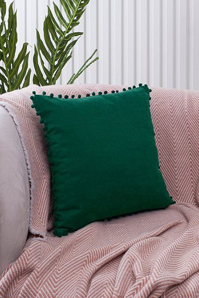 ÖZENEV Green Pompom Throw Pillow Cover with Color and Size Options Decorative Plain Plain Punch Panoroma