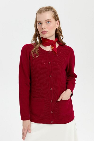 Desen Triko Cardigan din lână pentru femei fără cusături din tricot Argyle cu decolteu în formă de V - V. Rotten