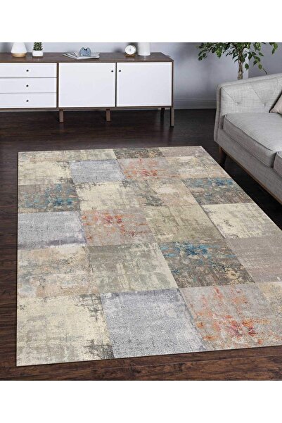 SÜNGERSAN Renkli Halılar Yıkanabilir Dijital Baskı Modern Dekoratif Kaymaz Ta...