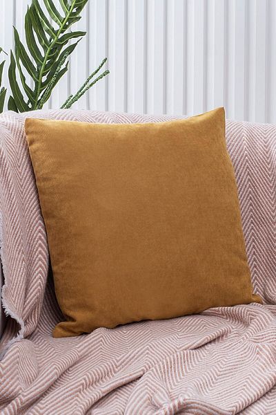 ÖZENEV Panoroma Plain Plain Decorative Pillow Case – Punchable Throw Pillow Case – Mustard
