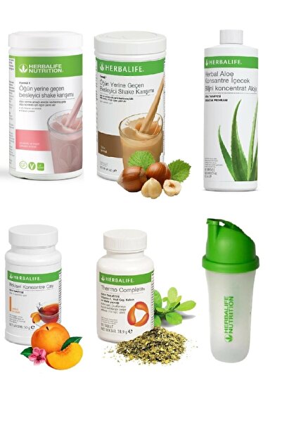 Herbalife 1 Ahududu Ve Beyaz Çikolota + 1 Fındık + 1 Aloe + 1 Şeftali 50gr Ça...