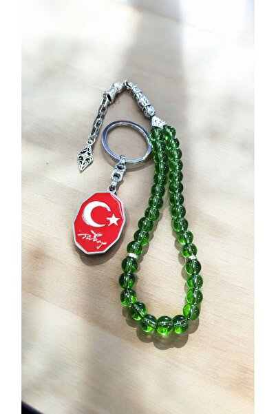 Ayver Gift Glass Model Rosary and Turkish Flag Keychain Set of 33