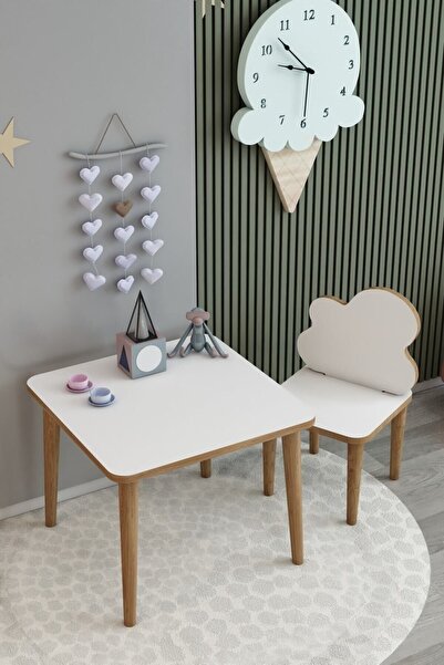 Yoko Home Beyaz Ybulut Çocuk Masa Sandalye Takımı Aktivite Masası Çalışma Mas...