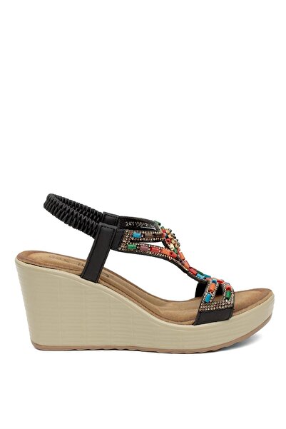 Guja 24Y156-2 Kadın Dolgu Topuk Sandalet Siyah