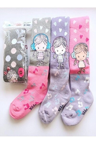 Kardeşler Giyim Цветен зимен хавлиен чорапогащник за момиче 3 бр. Yldz5526