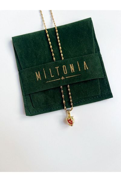 Miltonia Zircon Stone Red Strawberry Necklace