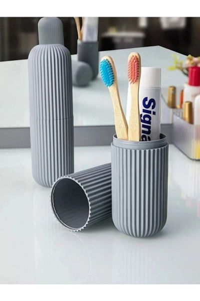 Lova Gray Toothbrush and Paste - Travel Storage Container, Multi-Purpose Organizer