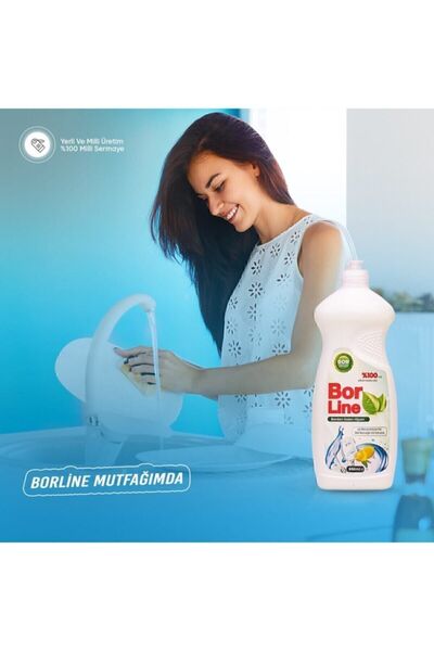 BORLINE Sıvı Bulaşık Deterjanı 4000 Ml Limon 4 Adet
