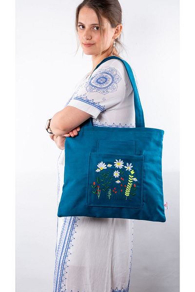 Wings Of Simurg Geantă din pânză cu fermoar brodat Boutique-Papatya