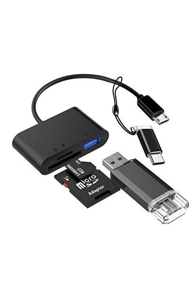 BK Teknoloji Type-c + Micro Usb 3in1 Otg + Sd-tf Kart Okuyucu