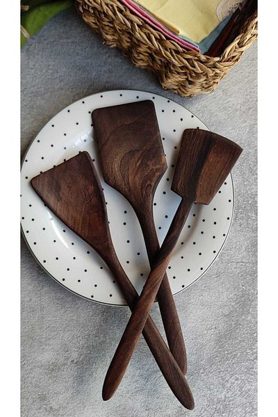 İlya Woodart 3-Piece Spatula Set - Service Set