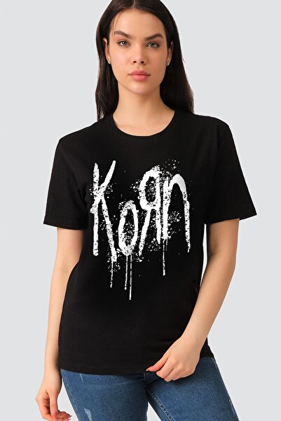 ROCKANDROLL Tricou de damă cu mânecă scurtă Korn Black
