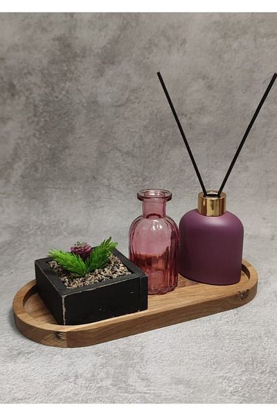 İlya Woodart Oil Pot Stand, Wooden Stand, Decorative, Presentation, Soap Dish Base, Vinegar Stand