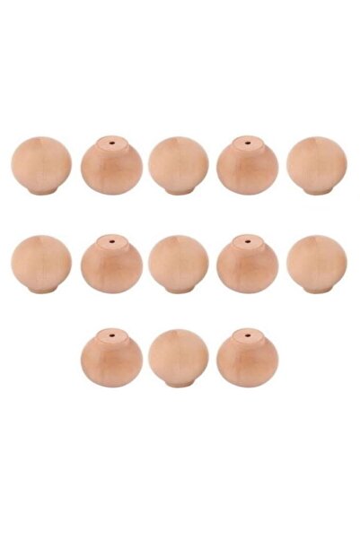 kralkulp 13 Adet Ham Ahşap Top Kulp Ahşap Yuvarlak Kulp