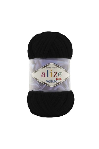 Alize 5 Pcs Velluto Velvet Hand Knitting Yarn 60 Black