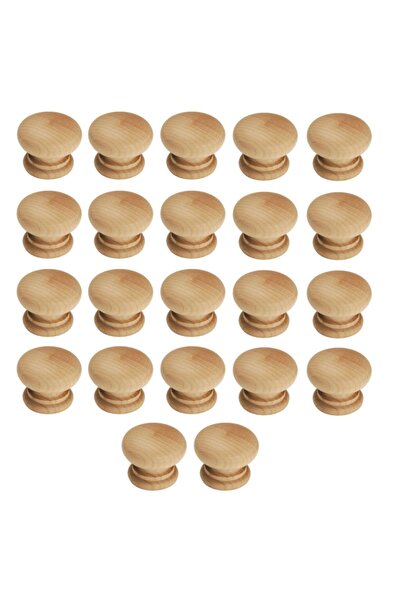 kralkulp 22 Adet Mobilya Kulp, Doğal Ham Ahşap Mantar Düğme Kulp