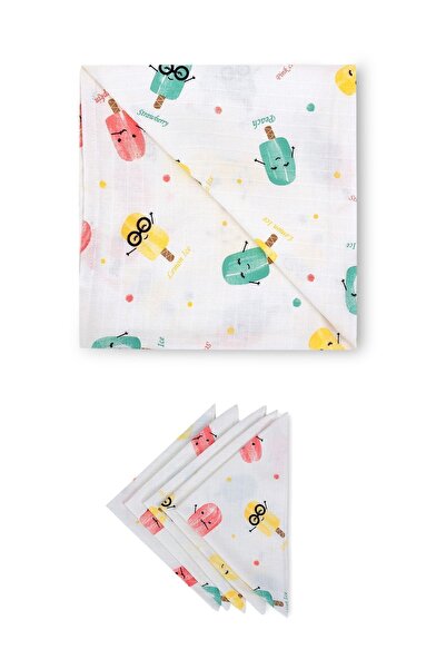 La'mina Baby Unisex Baby White La'mina Baby Ice Cream Muslin Κάλυμμα και Σετ ...