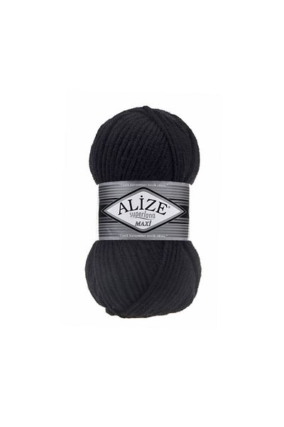 Alize 5 Pieces Superlana Maxi 060 Black Thick Hand Knitting Yarn Maxi Vest Cardigan Yarn Scarf Beanie Sweater Yarn 060